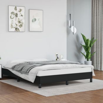 Cama Matrimonial | Cama Para Adultos | Estructura De Cama De Cuero Sintético Negro 140x190 Cm Cfw767411