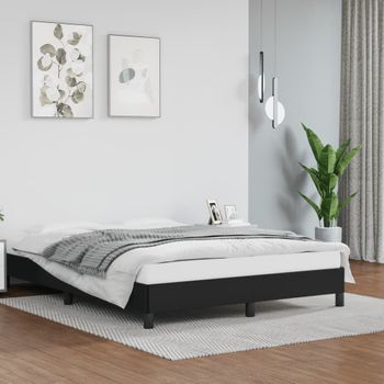 Cama Matrimonial | Cama Para Adultos | Estructura De Cama De Cuero Sintético Negro 140x200 Cm Cfw105909