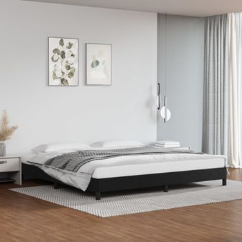 Cama Matrimonial | Cama Para Adultos | Estructura De Cama De Cuero Sintético Negro 200x200 Cm Cfw202542