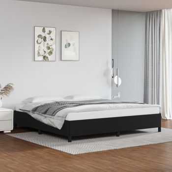 Cama Matrimonial | Cama Para Adultos | Estructura De Cama De Cuero Sintético Negro 200x200 Cm Cfw481813