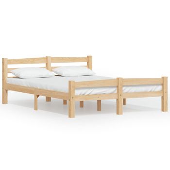 Cama Matrimonial | Cama Para Adultos | Estructura De Cama De Madera De Pino Maciza 140x200 Cm Cfw111916