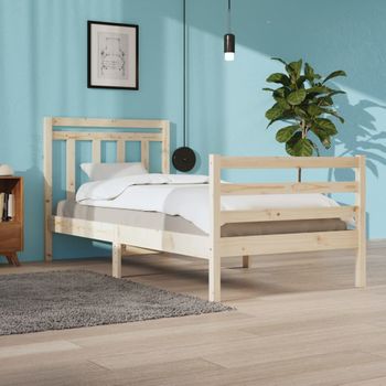 Cama Individual | Cama Para Adultos | Estructura De Cama De Madera Maciza 100x200 Cm Cfw356943