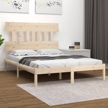 Cama Matrimonial | Cama Para Adultos | Estructura De Cama De Madera Maciza 120x200 Cm Cfw398753