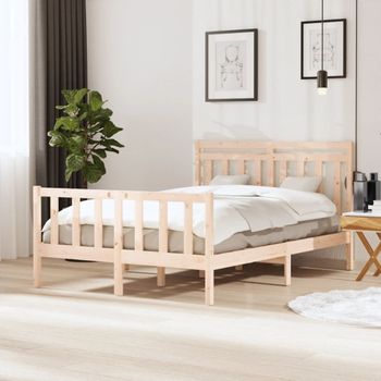 Cama Matrimonial | Cama Para Adultos | Estructura De Cama De Madera Maciza 140x200 Cm Cfw565954