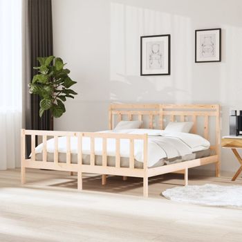 Cama Matrimonial | Cama Para Adultos | Estructura De Cama De Madera Maciza 160x200 Cm Cfw238558