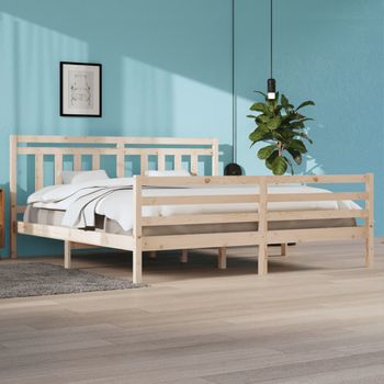 Cama Matrimonial | Cama Para Adultos | Estructura De Cama De Madera Maciza 200x200 Cm Cfw714445