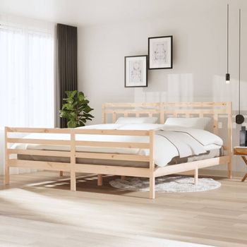 Cama Matrimonial | Cama Para Adultos | Estructura De Cama De Madera Maciza 200x200 Cm Cfw298135