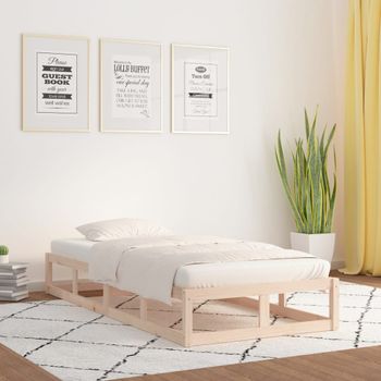 Cama Individual | Cama Para Adultos | Estructura De Cama De Madera Maciza 90x200 Cm Cfw544607