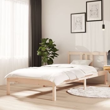 Cama Individual | Cama Para Adultos | Estructura De Cama De Madera Maciza 90x200 Cm Cfw405519