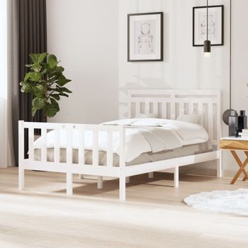 Cama Matrimonial | Cama Para Adultos | Estructura De Cama De Madera Maciza Blanca 120x200 Cm Cfw769180