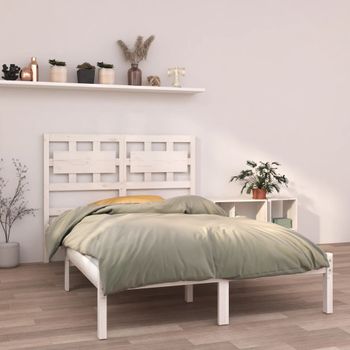 Cama Matrimonial | Cama Para Adultos | Estructura De Cama De Madera Maciza Blanca 140x190 Cm Cfw101311