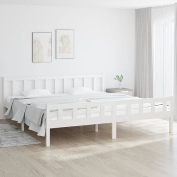 Cama Matrimonial | Cama Para Adultos | Estructura De Cama De Madera Maciza Blanca 160x200 Cm Cfw892791