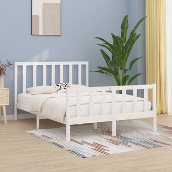 Cama Matrimonial | Cama Para Adultos | Estructura De Cama De Madera Maciza Blanca 160x200 Cm Cfw535196