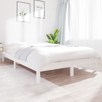 Cama Matrimonial | Cama Para Adultos | Estructura De Cama De Madera Maciza Blanca 180x200 Cm Cfw786812