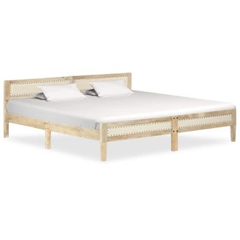 Cama Matrimonial | Cama Para Adultos | Estructura De Cama De Madera Maciza De Mango 200 Cm Cfw152224