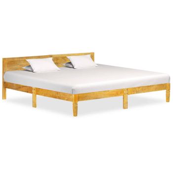 Cama Matrimonial | Cama Para Adultos | Estructura De Cama De Madera Maciza De Mango 200 Cm Cfw615264