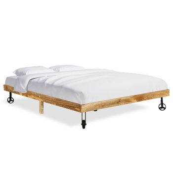 Cama Matrimonial | Cama Para Adultos | Estructura De Cama De Madera Maciza De Mango 200x200 Cm Cfw388986