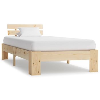 Cama Individual | Cama Para Adultos | Estructura De Cama De Madera Maciza De Pino 100x200 Cm Cfw195814