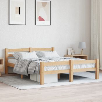 Cama Matrimonial | Cama Para Adultos | Estructura De Cama De Madera Maciza De Pino 120x200 Cm Cfw252369