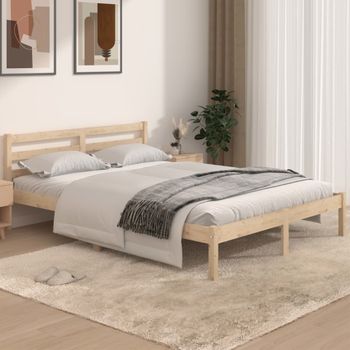 Cama Matrimonial | Cama Para Adultos | Estructura De Cama De Madera Maciza De Pino 140x190 Cm Cfw490721