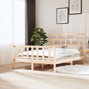 Cama Matrimonial | Cama Para Adultos | Estructura De Cama De Madera Maciza De Pino 140x200 Cm Cfw416840