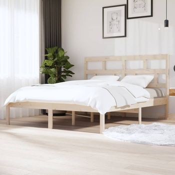 Cama Matrimonial | Cama Para Adultos | Estructura De Cama De Madera Maciza De Pino 160x200 Cm Cfw764149