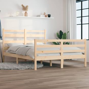 Cama Matrimonial | Cama Para Adultos | Estructura De Cama De Madera Maciza De Pino 160x200 Cm Cfw340036