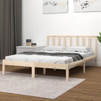 Cama Matrimonial | Cama Para Adultos | Estructura De Cama De Madera Maciza De Pino 160x200 Cm Cfw385046