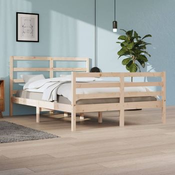 Cama Matrimonial | Cama Para Adultos | Estructura De Cama De Madera Maciza De Pino 160x200 Cm Cfw398966