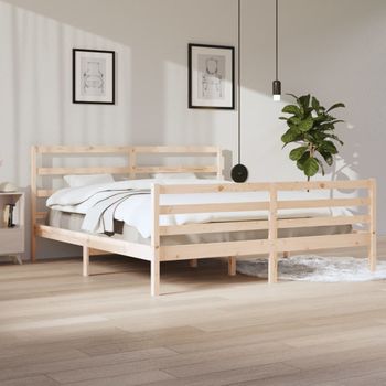 Cama Matrimonial | Cama Para Adultos | Estructura De Cama De Madera Maciza De Pino 200x200 Cm Cfw100136