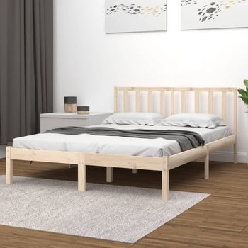 Cama Matrimonial | Cama Para Adultos | Estructura De Cama De Madera Maciza De Pino 200x200 Cm Cfw348353