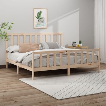 Cama Matrimonial | Cama Para Adultos | Estructura De Cama De Madera Maciza De Pino 200x200 Cm Cfw251052