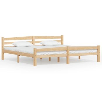 Cama Matrimonial | Cama Para Adultos | Estructura De Cama De Madera Maciza De Pino 200x200 Cm Cfw285081