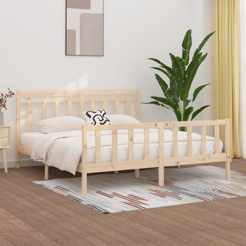 Cama Matrimonial | Cama Para Adultos | Estructura De Cama De Madera Maciza De Pino 200x200 Cm Cfw831255