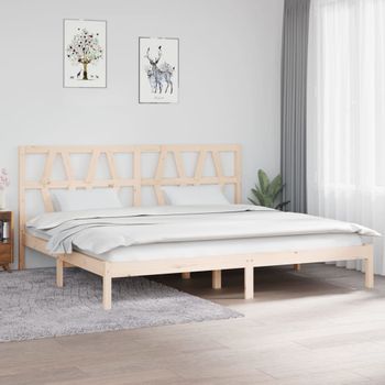 Cama Matrimonial | Cama Para Adultos | Estructura De Cama De Madera Maciza De Pino 200x200 Cm Cfw301436