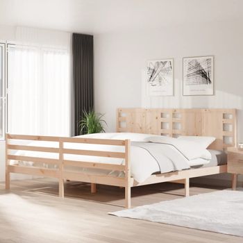 Cama Matrimonial | Cama Para Adultos | Estructura De Cama De Madera Maciza De Pino 200x200 Cm Cfw898283