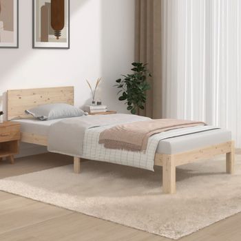 Cama Individual | Cama Para Adultos | Estructura De Cama De Madera Maciza De Pino 90x200 Cm Cfw169503