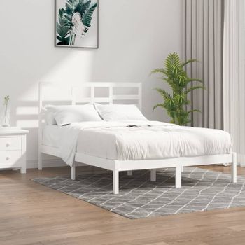 Cama Matrimonial | Cama Para Adultos | Estructura De Cama De Madera Maciza De Pino Blanca 160x200 Cm Cfw619813