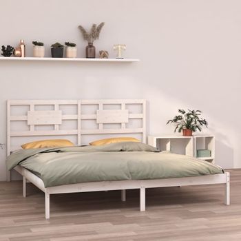 Cama Matrimonial | Cama Para Adultos | Estructura De Cama De Madera Maciza De Pino Blanca 160x200 Cm Cfw784016