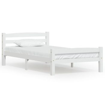 Cama Individual | Cama Para Adultos | Estructura De Cama De Madera Maciza De Pino Blanca 90x200 Cm Cfw229229