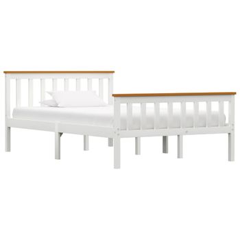 Cama Matrimonial | Cama Para Adultos | Estructura De Cama De Madera Maciza De Pino Blanco 120x200 Cm Cfw215222