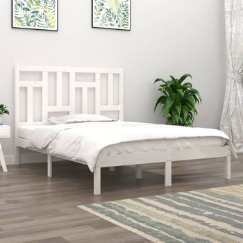 Cama Matrimonial | Cama Para Adultos | Estructura De Cama De Madera Maciza De Pino Blanco 140x190 Cm Cfw504585