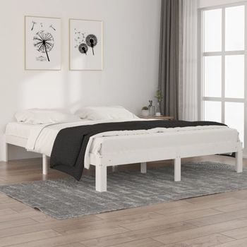 Cama Matrimonial | Cama Para Adultos | Estructura De Cama De Madera Maciza De Pino Blanco 160x200 Cm Cfw986488