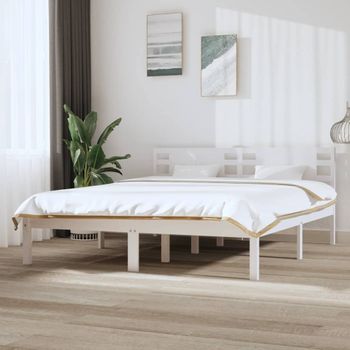 Cama Matrimonial | Cama Para Adultos | Estructura De Cama De Madera Maciza De Pino Blanco 160x200 Cm Cfw548700