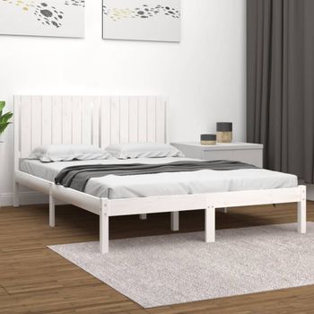 Cama Matrimonial | Cama Para Adultos | Estructura De Cama De Madera Maciza De Pino Blanco 160x200 Cm Cfw542752