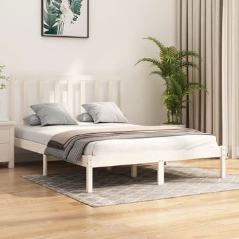 Cama Matrimonial | Cama Para Adultos | Estructura De Cama De Madera Maciza De Pino Blanco 160x200 Cm Cfw288077