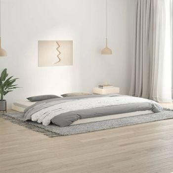 Cama Matrimonial | Cama Para Adultos | Estructura De Cama De Madera Maciza De Pino Blanco 200x200 Cm Cfw728469