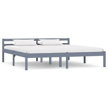 Cama Matrimonial | Cama Para Adultos | Estructura De Cama De Madera Maciza De Pino Gris 160x200 Cm Cfw695547