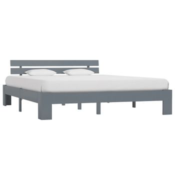 Cama Matrimonial | Cama Para Adultos | Estructura De Cama De Madera Maciza De Pino Gris 160x200 Cm Cfw801833