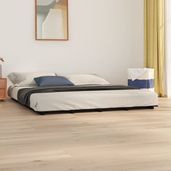 Cama Matrimonial | Cama Para Adultos | Estructura De Cama De Madera Maciza De Pino Negro 160x200 Cm Cfw835894